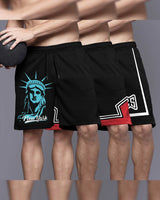(Pack Of 3) Men Printed Shorts / Black