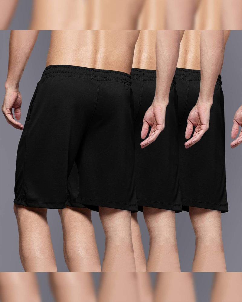 (Pack Of 3) Men Printed Shorts / Black