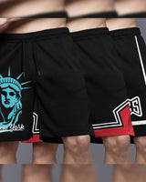 (Pack Of 3) Men Printed Shorts / Black