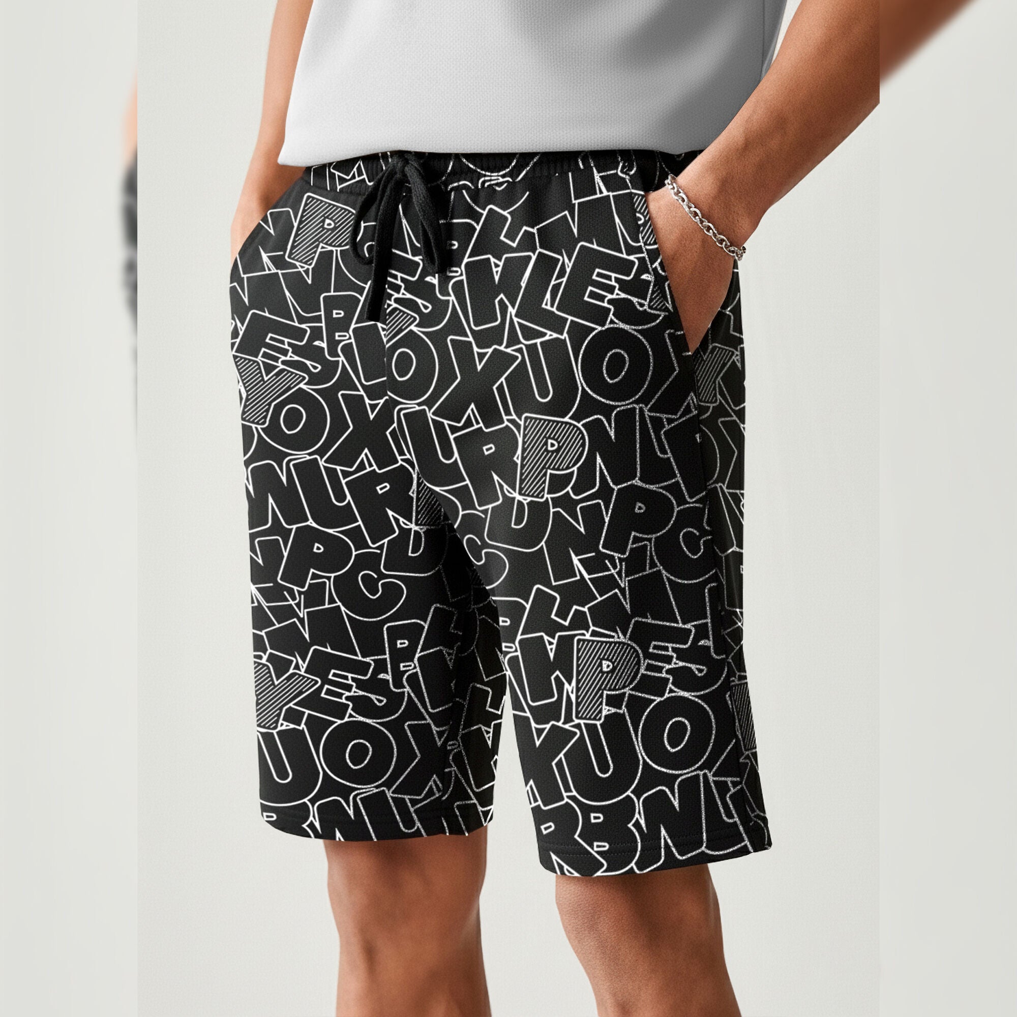 Men All Over Printed Short Black