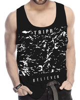 Men Sleeveless Black Printed Vest