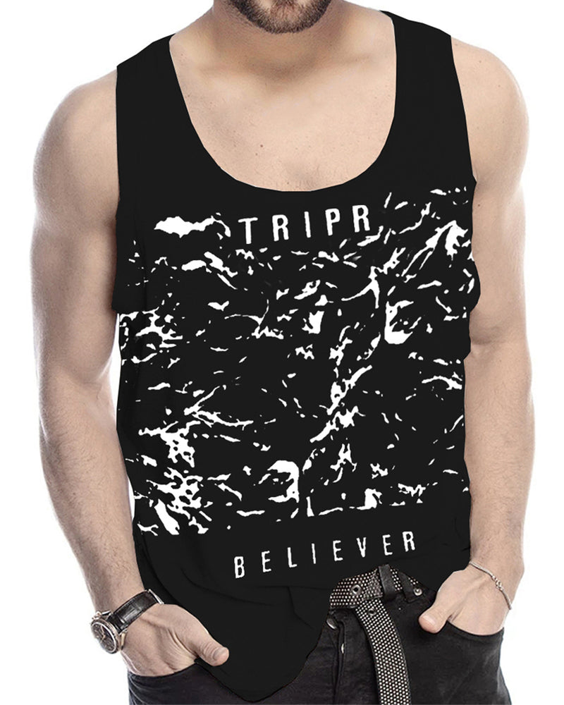 Men Sleeveless Black Printed Vest