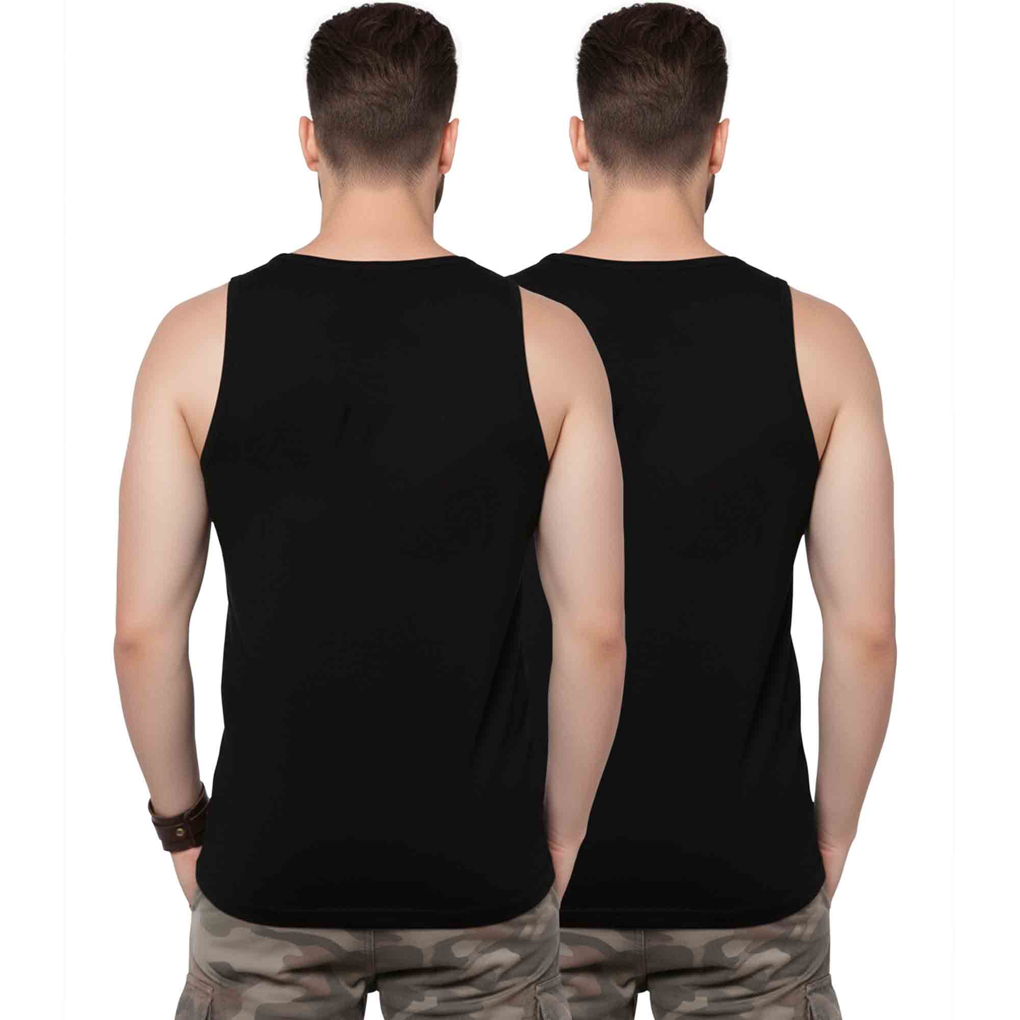 (Pack Of 2) Men Printed Vest Black