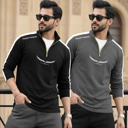 (Pack Of 2) Full Sleeve Round Neck & Quarter Zip Neck T-shirts 18 Variants