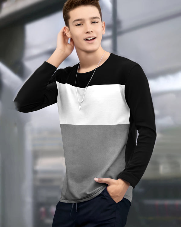 Kids full sleeve Colorblock Round Neck T-Shirt