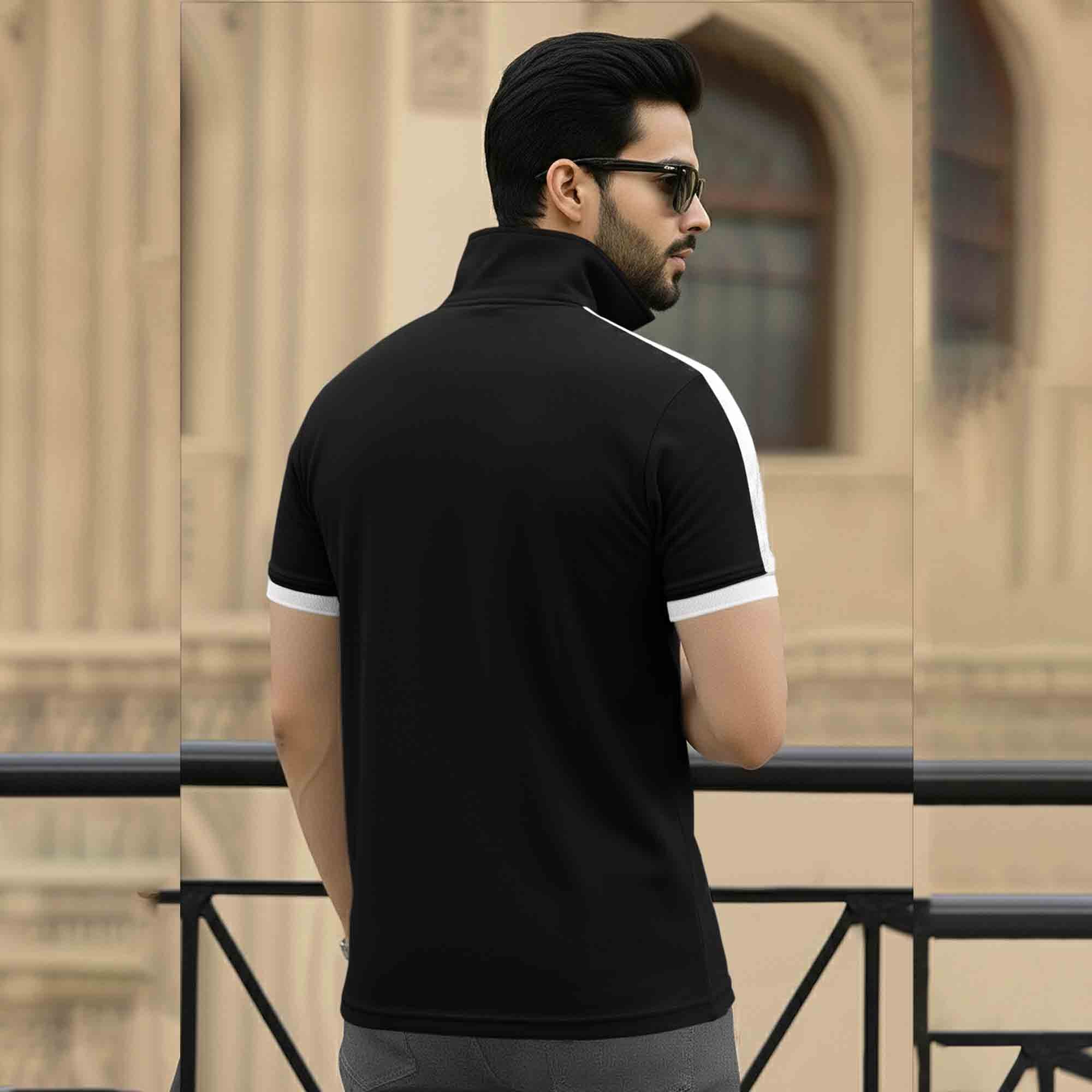 Dual Color High Neck Printed Tshirt Black & White