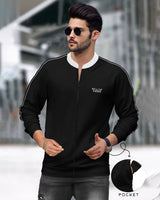 mens black white Henley Neck jacket