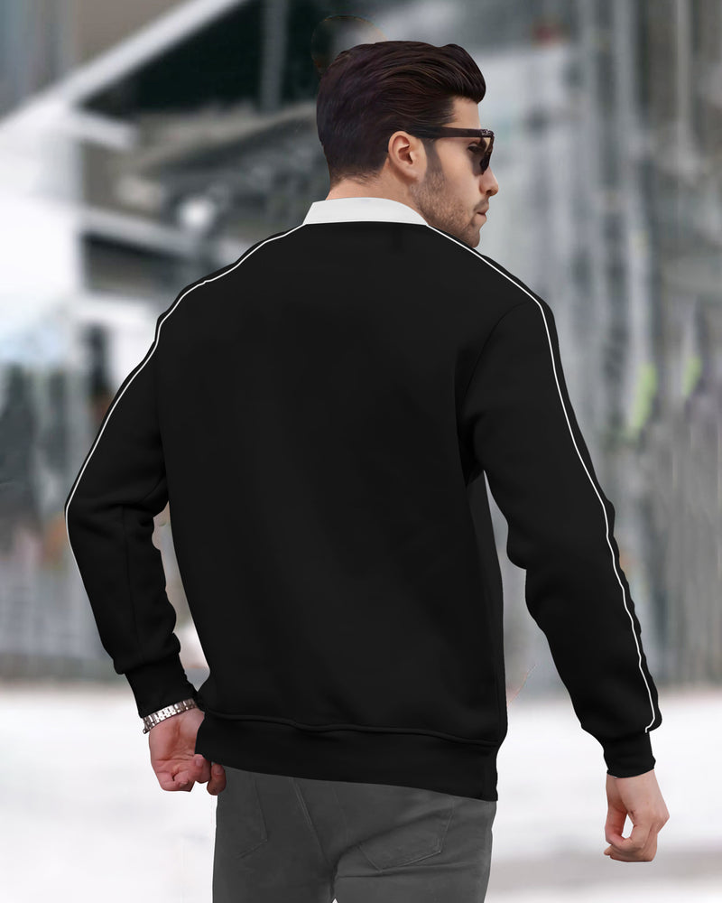 mens black white Henley Neck jacket