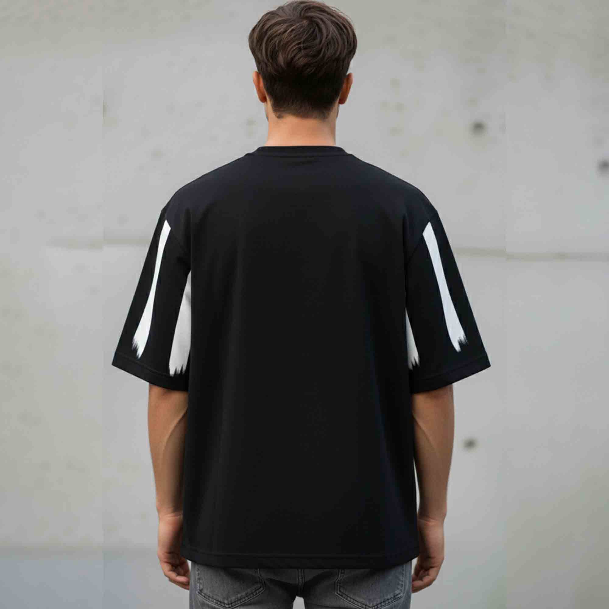 Men Printed Oversized Tshirt Black