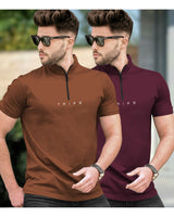 Mens Henely & High Neck Half Sleeve T-shirts (Pack Of 2) - 10 Variants