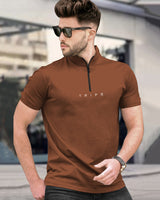 Mens High Neck Half Sleeve T-shirts (Pack Of 2) / Brown & Maroon