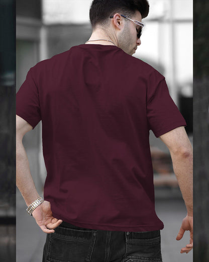 Mens Round Neck Half Sleeve Brown & Maroon T-shirts (Pack Of 2)
