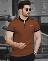 Mens Henely Neck Half Sleeve T-shirts (Pack Of 2) / Brown & Maroon