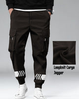 mens loopknit cargo jogger brown