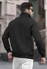 Men Zipper High Neck Charcoal black Sweatshirt