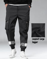 mens loopknit cargo jogger charcoal black