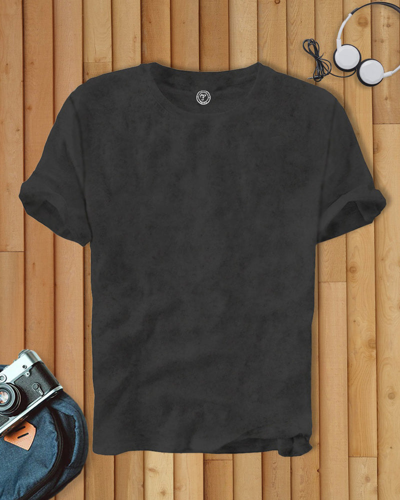 Men Charcoal Black Half Sleeve Plain T-Shirt