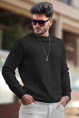 PLAIN CHARCOAL BLACK MEN REGULAR FIT CASUAL SWEATSHIRT