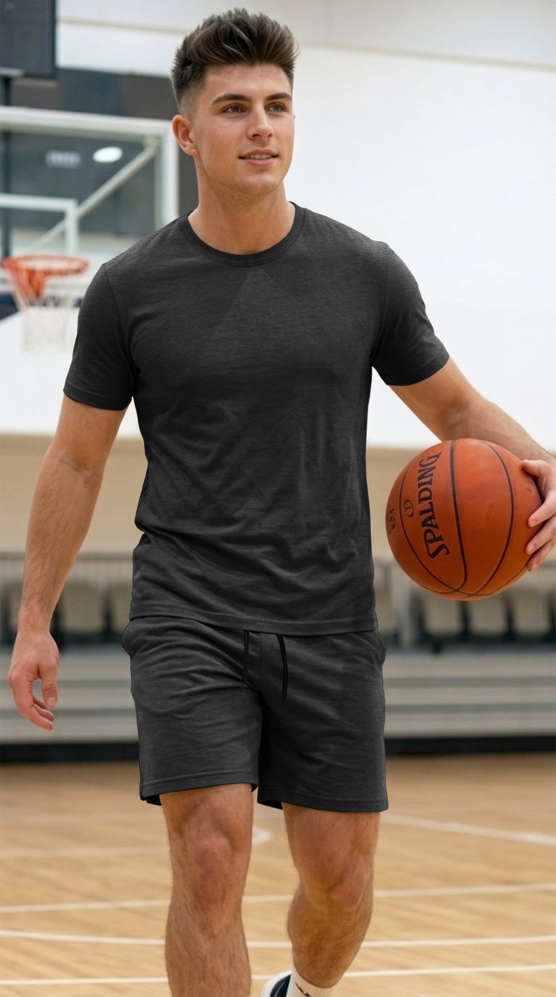 Mens Solid T-Shirts & Shorts Co-Ord Set