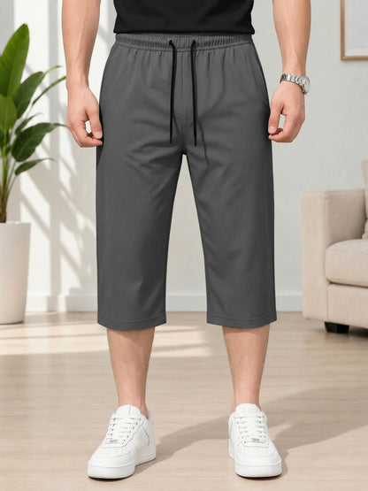 Men's Solid Colors Three-Quarter Casual Shorts