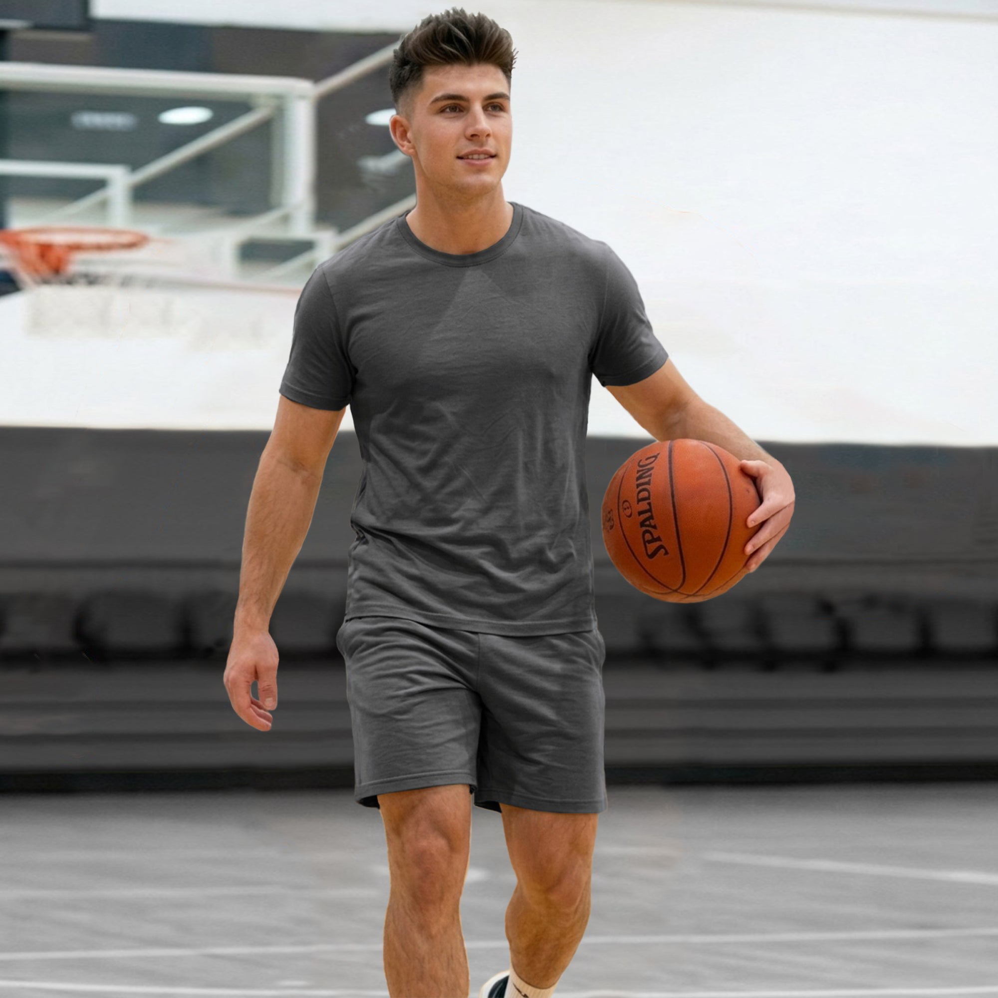 Mens Solid T-Shirts & Shorts Co-Ord Set