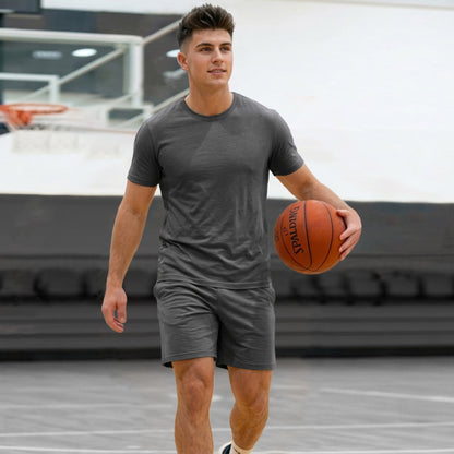 Mens Solid T-Shirts & Shorts Co-Ord Set
