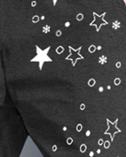 Men Star Printed With Cuffed Trackpant / Darkgrey & White