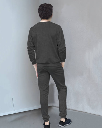 Tracksuit Full Sleeve Star Printed Darkgrey T-shirt / Darkgrey Printed Trackpant