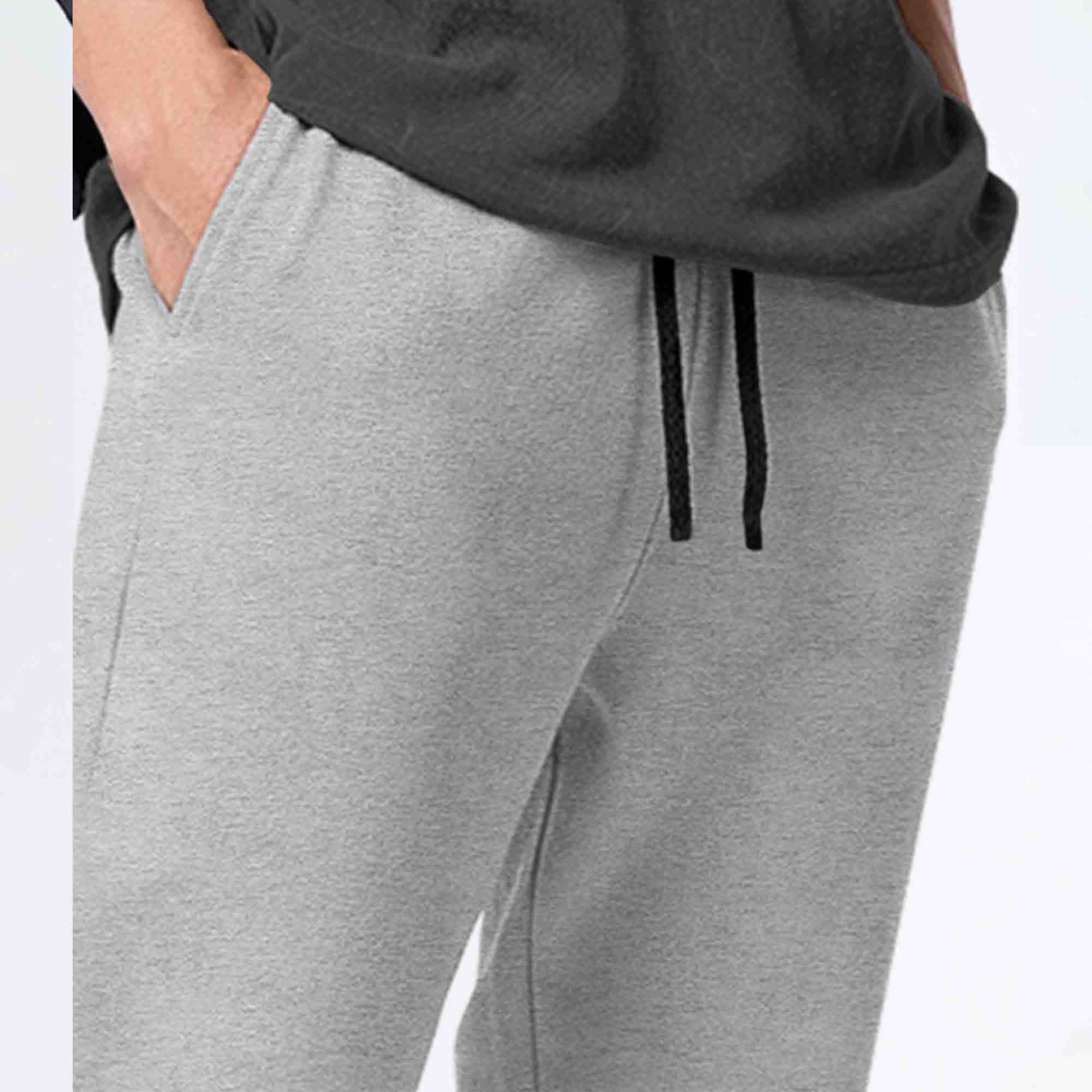(Pack Of 2) Mens Cotton Blend Solid Grey & Black Trackpants