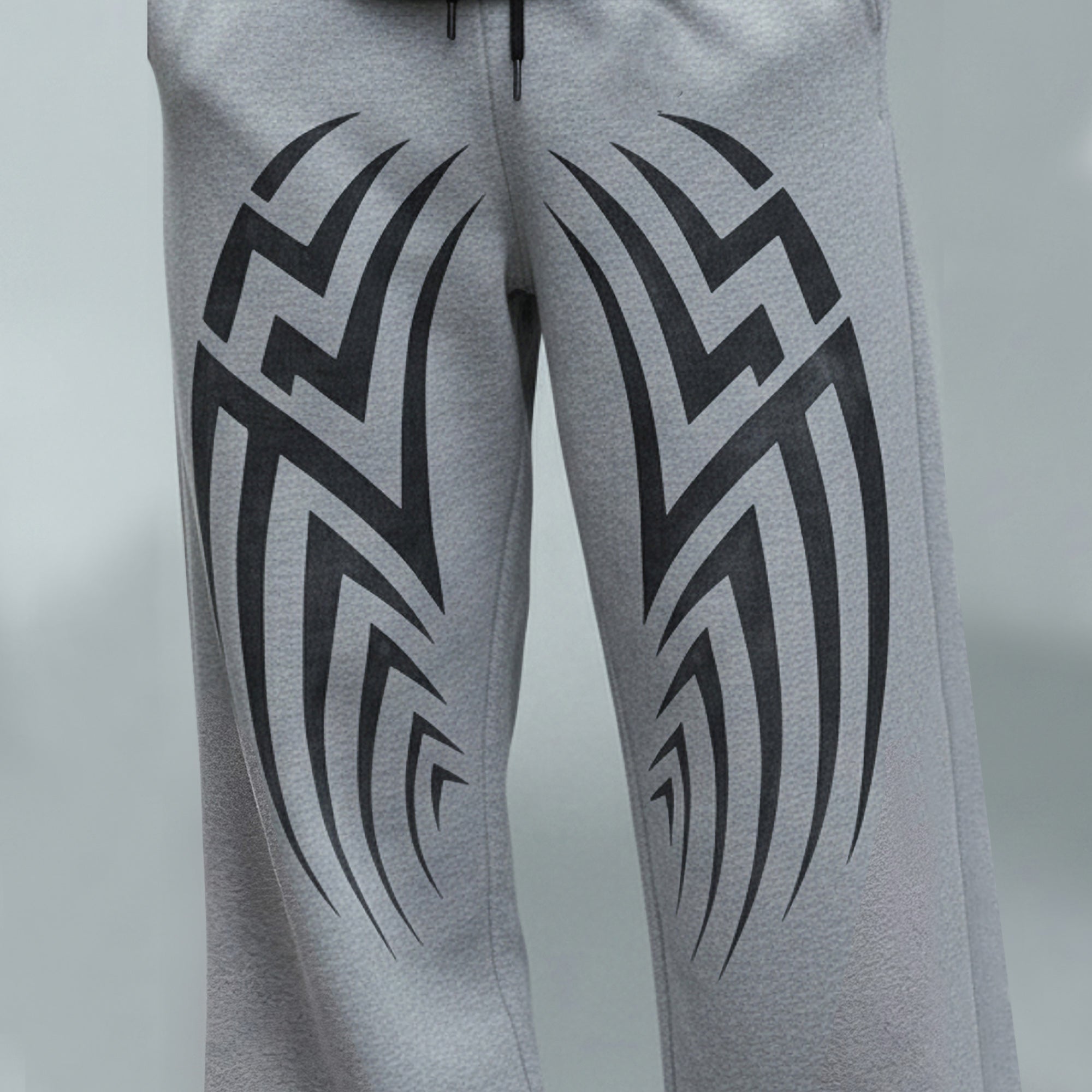Mens Printed Design Baggy Fit Trackpant Grey