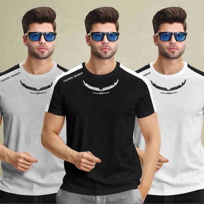 (Pack Of 3) Half Sleeve Printed Tshirts- 12 Variants
