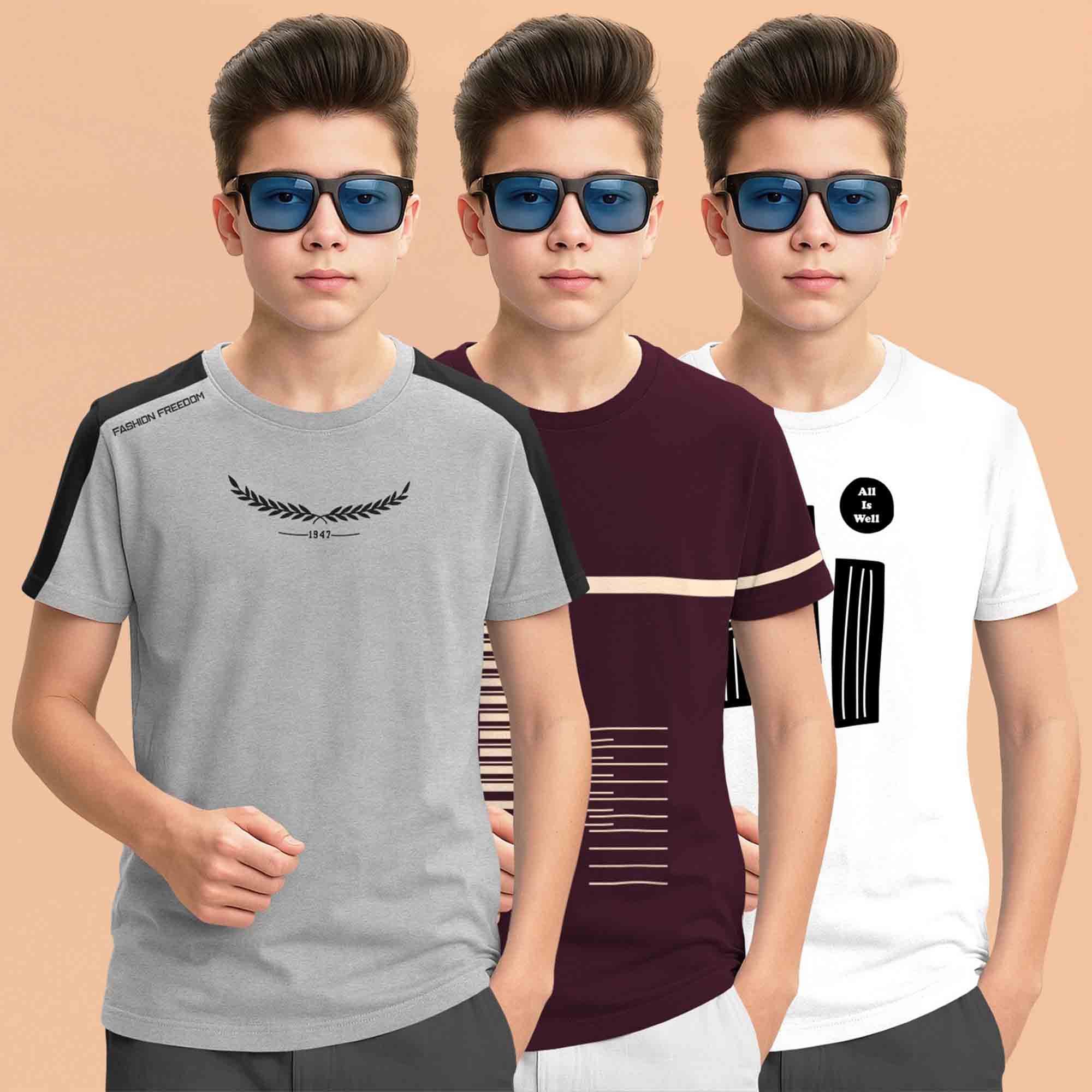Boys Combo Pack Half Sleeve Printed Tshirts - 17 Variants