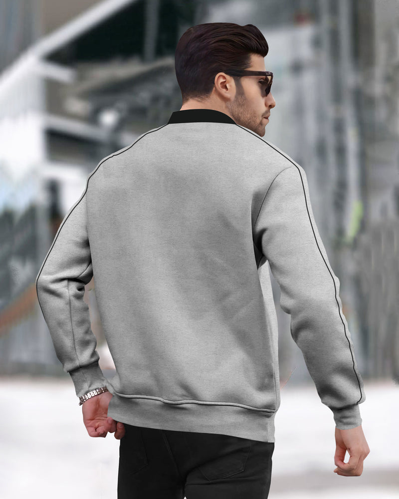 mens grey black Henley Neck jacket