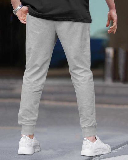 Men Printed Ankle Fit Cuffed Grey & Black Jogger