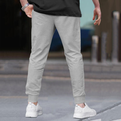 Men Plain Ankle Fit Cuffed Grey Jogger