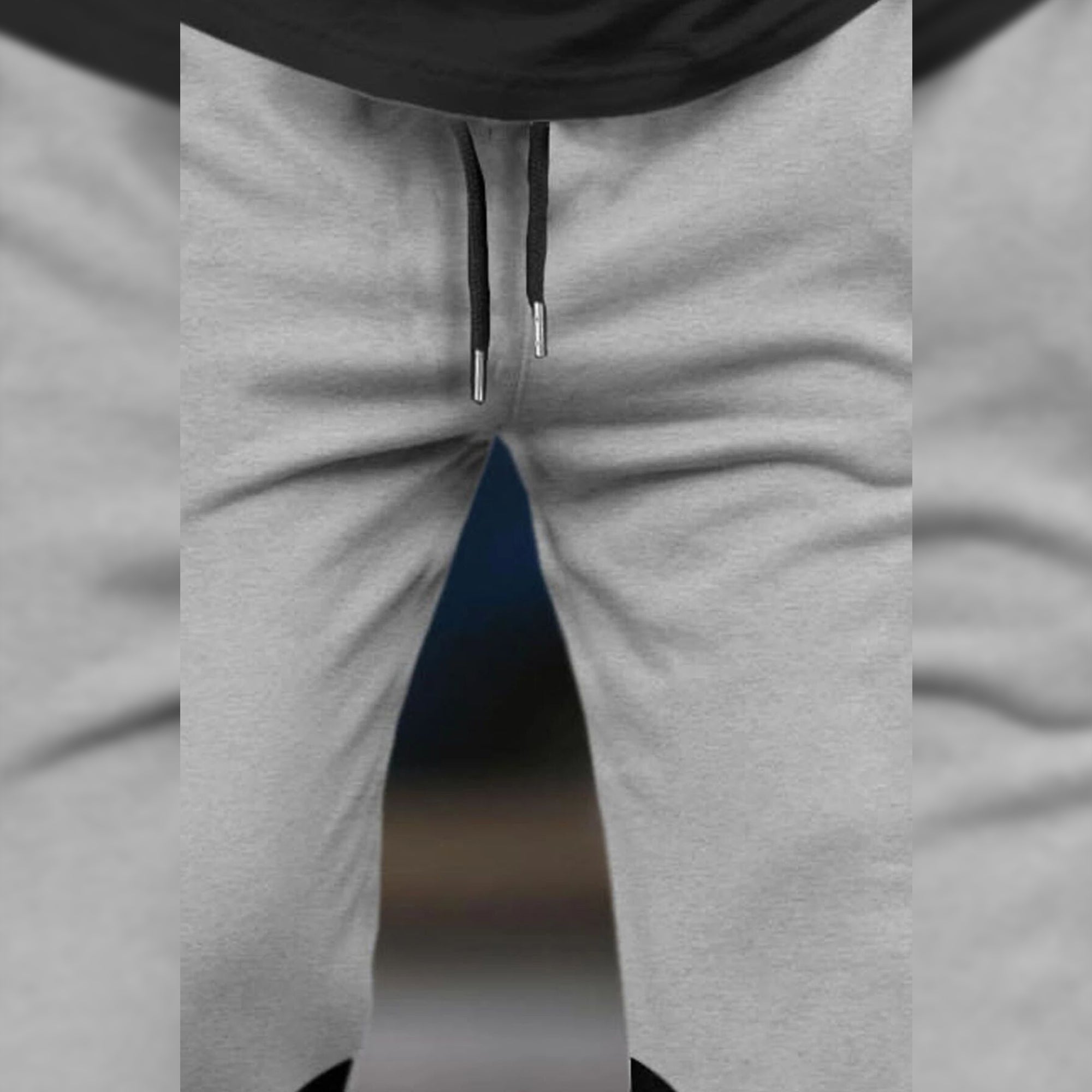Men Plain Ankle Fit Cuffed Grey Jogger