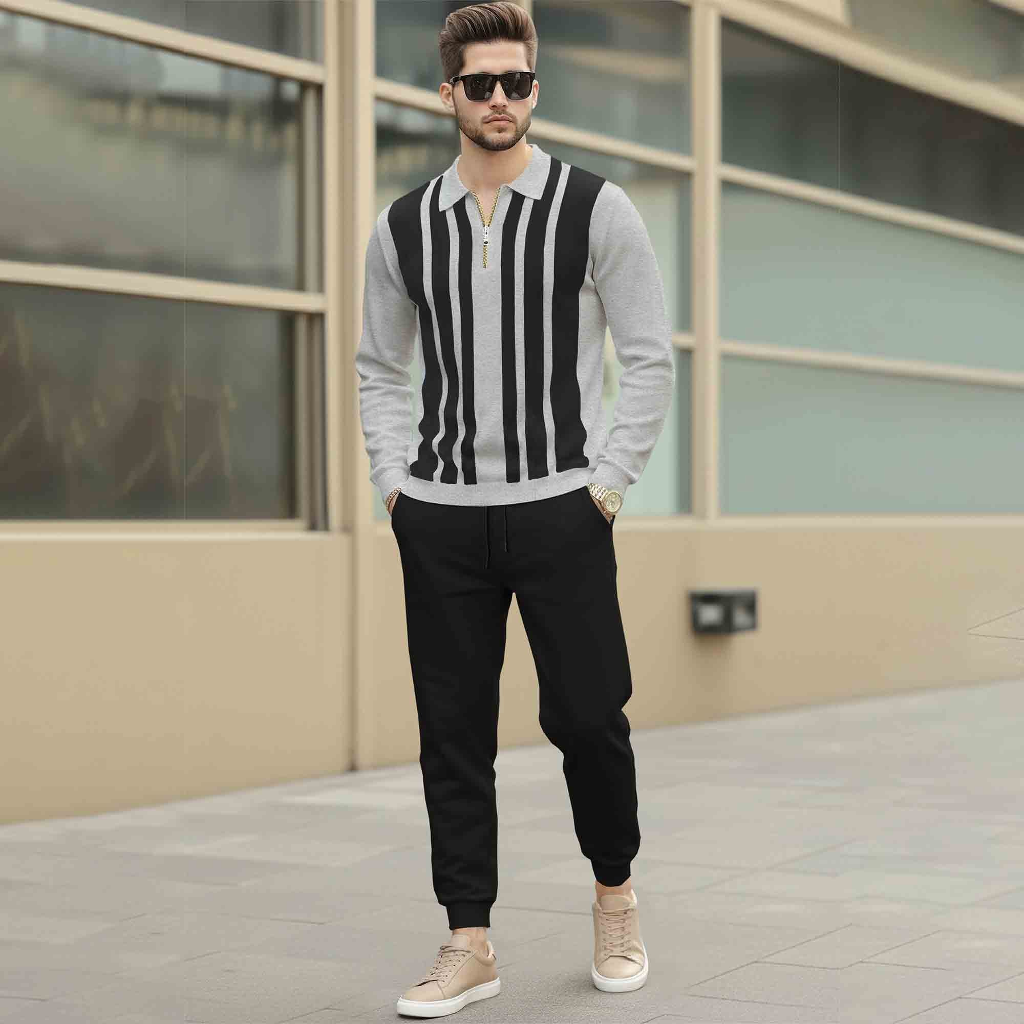 Men Tracksuit Multicolor Full Sleeve Polo T-Shirts & Track Pants-9 Variants