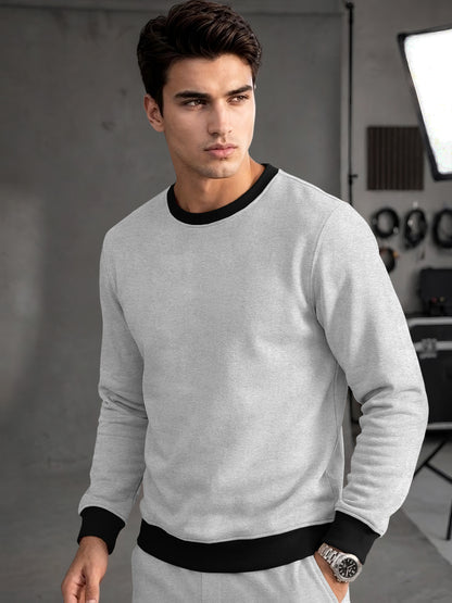 Mens Colorblocked Full Sleeve Round Neck Winter Sweatshirt Black