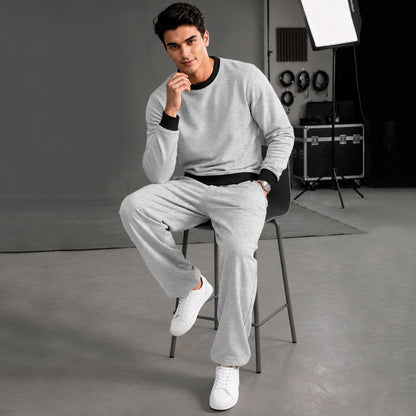 Mens Colorblocked Full Sleeve Round Neck Winter Sweatshirt Black