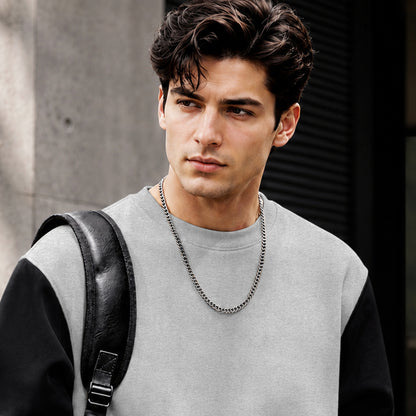 Mens Contrast Sleeve Round Neck Sweatshirt Grey