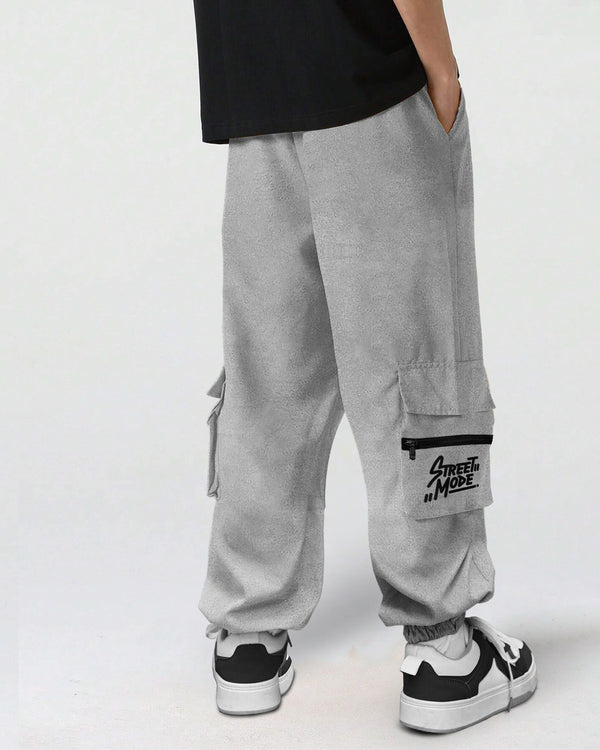 Men GREY Printed Baggy fit oversized Cargo Jogger