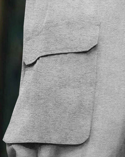 Mens Multi Pockets Plain Baggy fit oversized Cargo Jogger / Grey