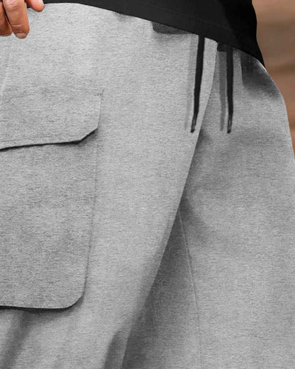 Mens Multi Pockets Plain Baggy fit oversized Cargo Jogger / Grey