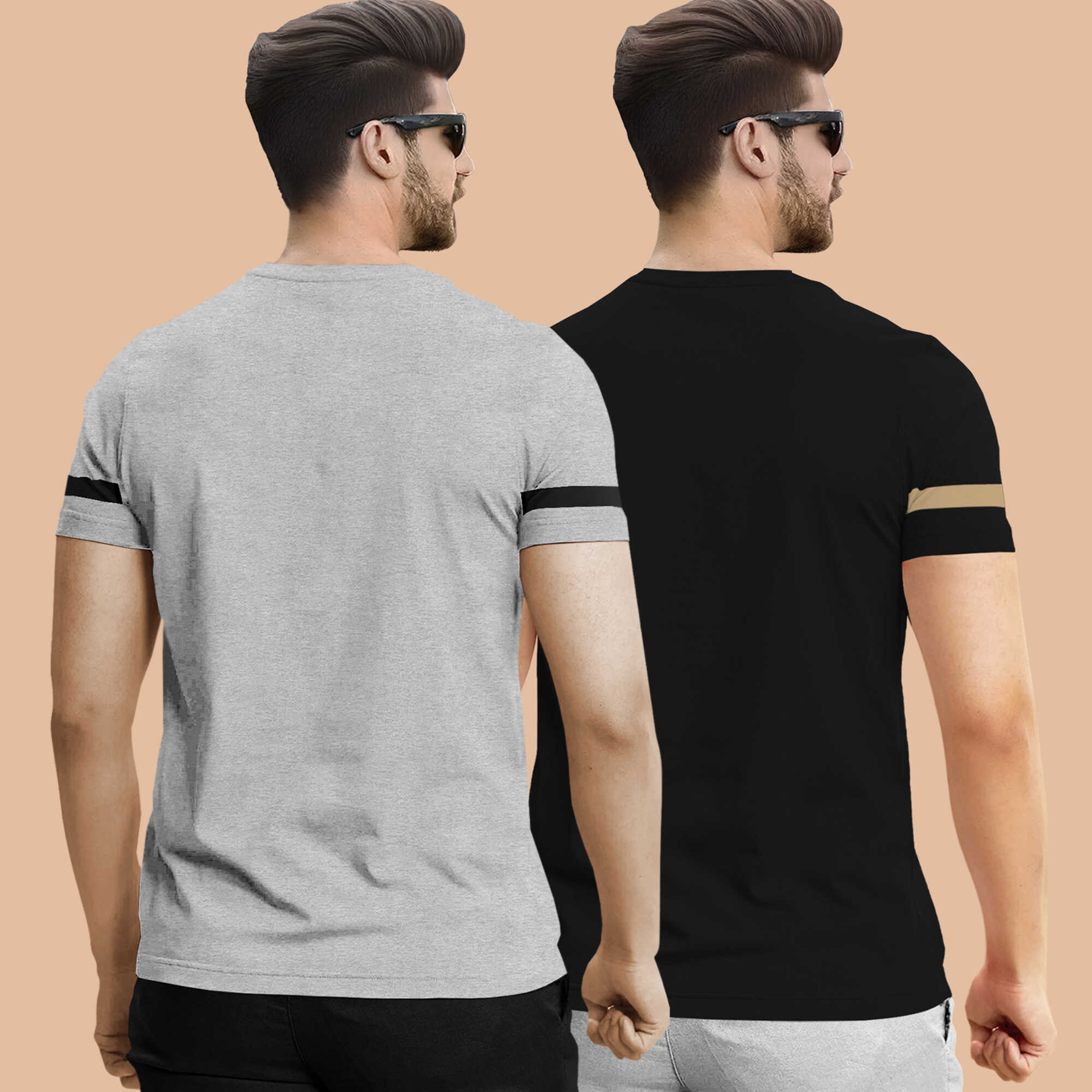 Combo pack Half Sleeve Printed T-shirts grey and black