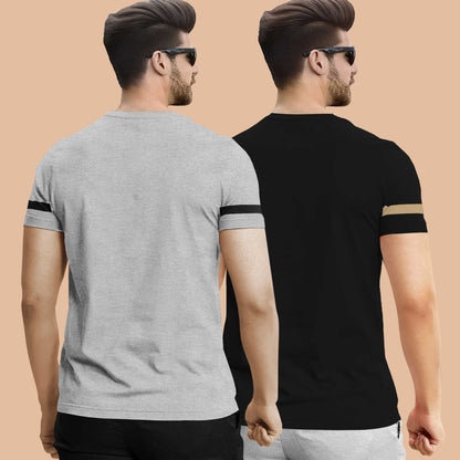 Combo pack Half Sleeve Printed T-shirts grey and black