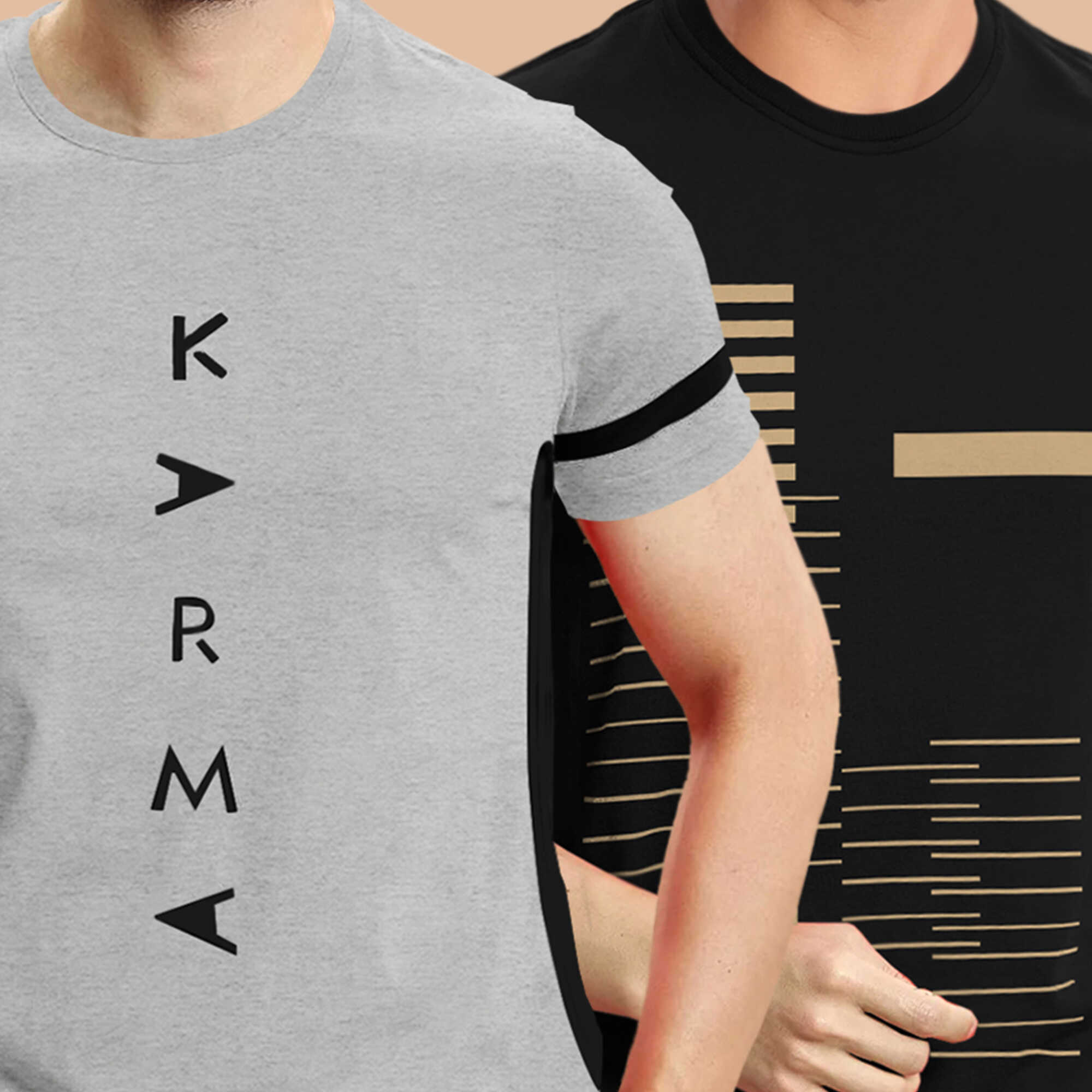 Combo pack Half Sleeve Printed T-shirts grey and black