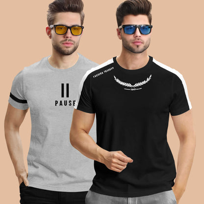 (Pack Of 2) Half Sleeve Printed Tshirts- 20 Variants
