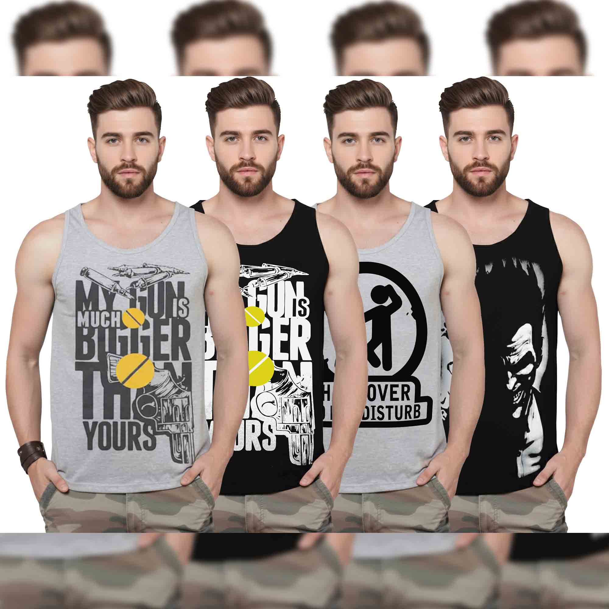 Men Printed Vest (Pack of 4) / Multicolor