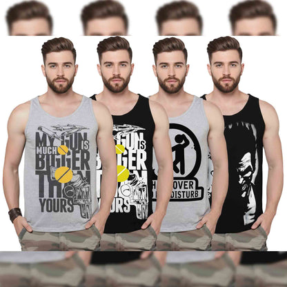 Men Printed Vest (Pack of 4) / Multicolor