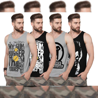 Men Printed Vest (Pack of 4) / Multicolor